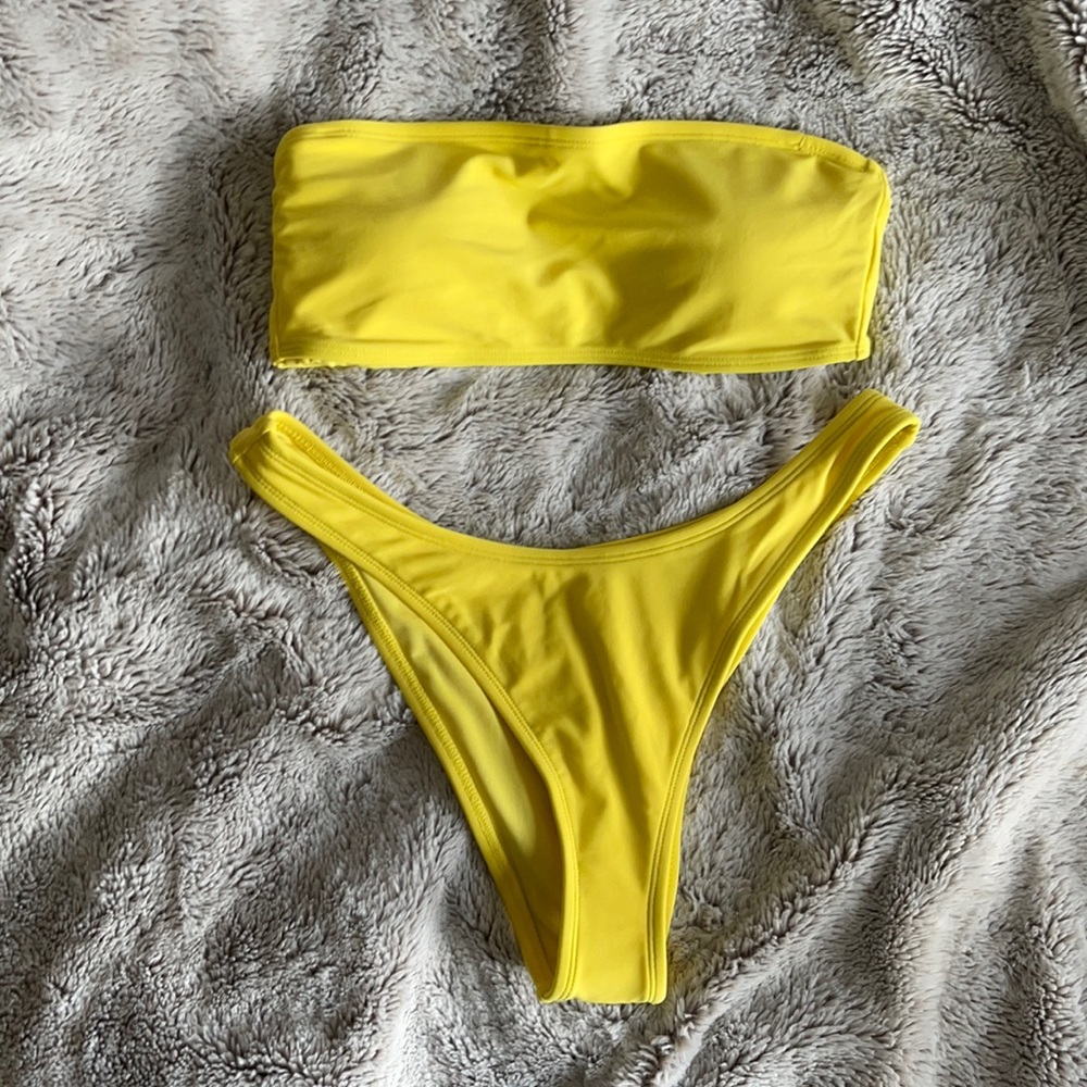 Yellow bandeau bikini